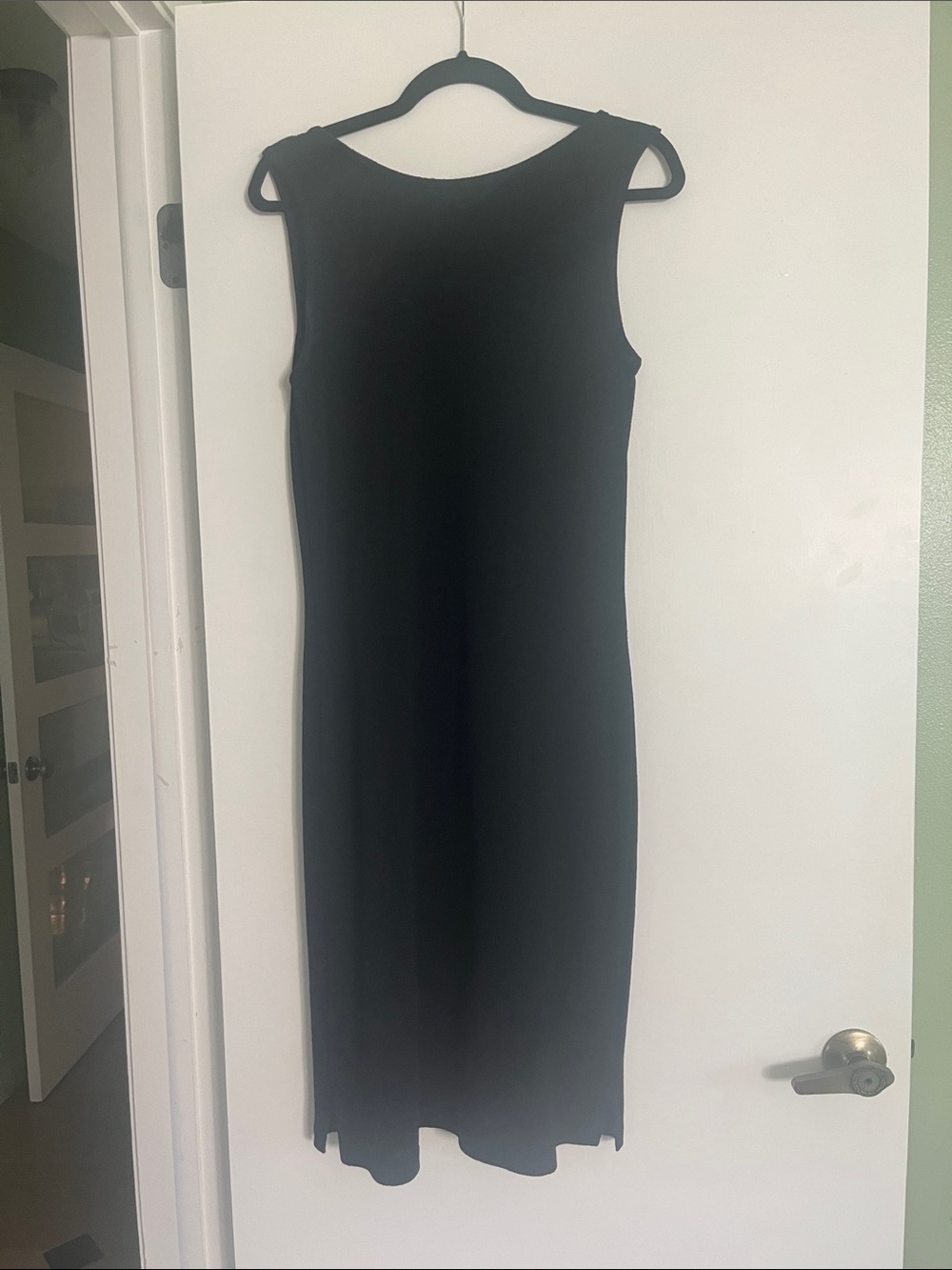 St. John Black Sleeveless Knit Midi Dress